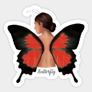 A Butterfly Fairy Red Sticker